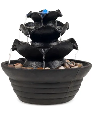 Pure Garden 3-Tier Cascading Tabletop Fountain with Led Lights