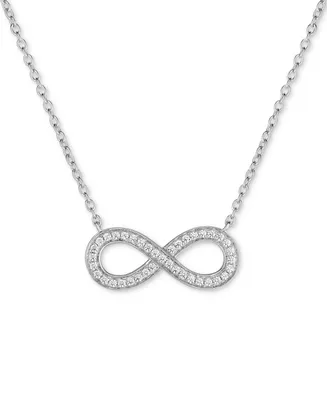 Arabella Cubic Zirconia Infinity 18" Pendant Necklace in Sterling Silver