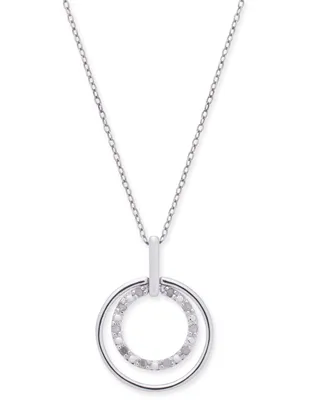 Diamond Double Circle 18" Pendant Necklace (1/10 ct. t.w.) in Sterling Silver
