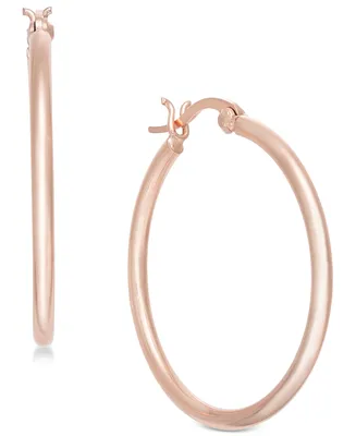 And Now This Silver Plated Polished Tube Medium Hoop Earrings