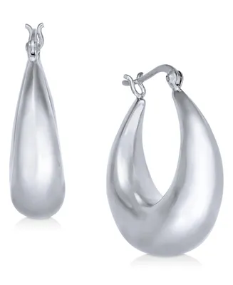 And Now This Medium Graduated Puff Hoop in Silver Plate or Gold Plate Earrings