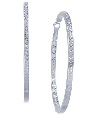 And Now This Extra Large Silver Plated Crystal In and Out Large Hoop Earrings