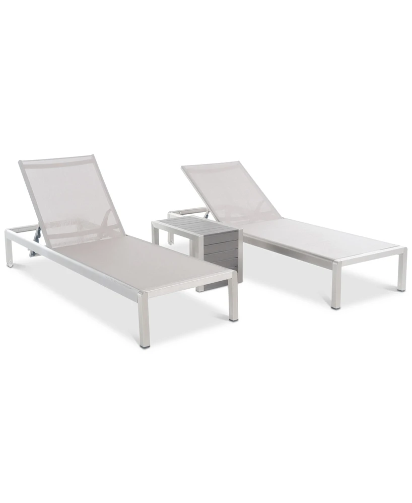 Greyson Outdoor 3-Pc. Chaise Lounge & C-Shaped Table Set