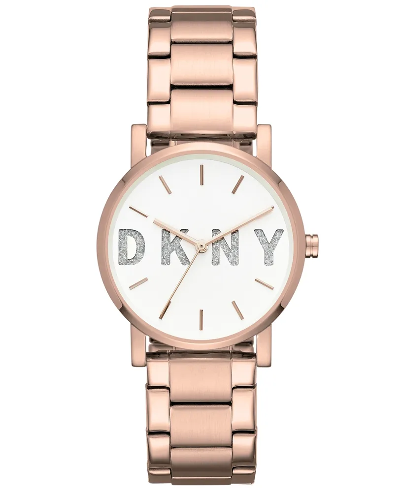 Dkny Women's SoHo Rose Gold-Tone Stainless Steel Bracelet Watch 34mm, Created for Macy's