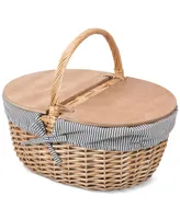 Picnic Time Country Navy & White Striped Picnic Basket