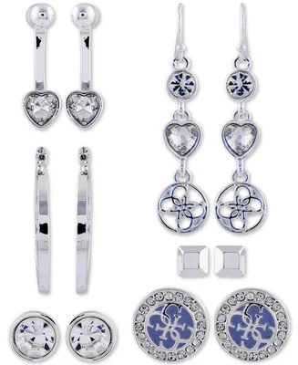 Guess Silver-Tone 6-Pc. Set Crystal Earrings