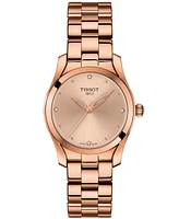 Tissot Women's Swiss T-Lady T-Wave Diamond-Accent Rose Gold-Tone Pvd Stainless Steel Bracelet Watch 30mm