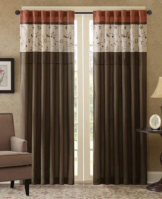 Madison Park Serene Embroidered Room Darkening Curtain Panel for bedroom, Rob Pocket/Back Tab fit up to 1.25 inches rod Single Curtain Panel for Livin