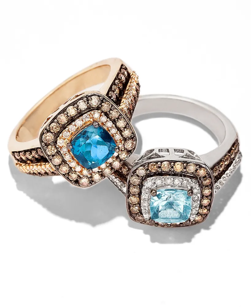 Le Vian Aquamarine (3/4 ct. t.w.) and Chocolate Diamonds 14k White Gold