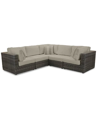 Closeout! Viewport Outdoor 5-Pc. Modular Seating Set (3 Corner Units and 2 Armless Units) with Sunbrella Cushions, Created for Macy's