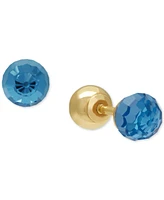 Children's Crystal Ball Stud Earrings 14k Gold