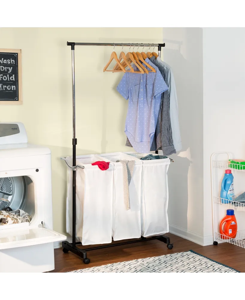 Honey Can Do Rolling Laundry Cart with Hanging Bar