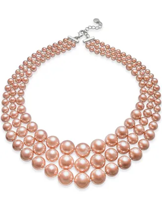 Charter Club Imitation Pearl Three-Row Collar Necklace