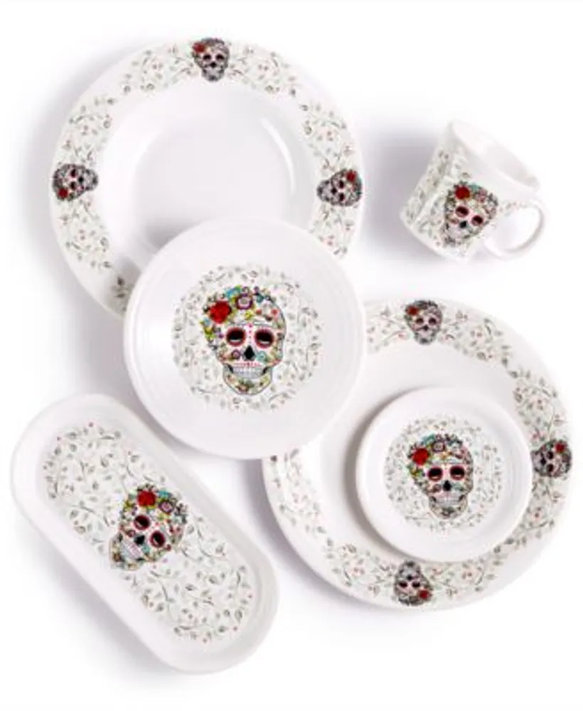 Fiesta Skull Vines White Dinnerware Set