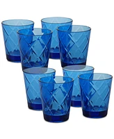 Certified International Cobalt Blue Diamond Acrylic 8-Pc. Double Old Fashioned Glass Set