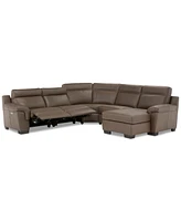 Closeout! Julius Ii 5-Pc. Leather Chaise Sectional Sofa With 2 Power Recliners, Headrests & Usb Outlet, Created for Macy's