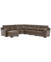 Closeout! Julius Ii 150" 6-Pc. Leather Chaise Sectional Sofa With 2 Power Recliners, Headrests & Usb Outlet, Created for Macy's
