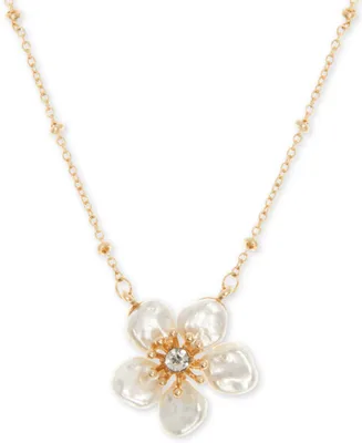 lonna & lilly Gold-Tone Crystal Flower Pendant Necklace, 16" + 3" extender