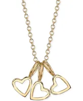 Triple Heart Charms Pendant Necklace, 18"