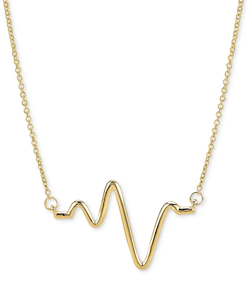 Sarah Chloe Large Heartbeat Pendant Necklace, 16" + 2" extender, available Sterling Silver or 14k Gold Plated