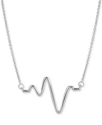 Sarah Chloe Large Heartbeat Pendant Necklace, 16" + 2" extender, available Sterling Silver or 14k Gold Plated