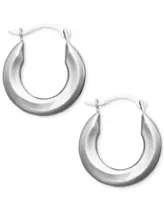 Small Polished Tube Hoop Earrings 10k Gold and White