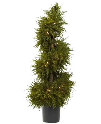 Nearly Natural 43" Cedar Spiral Topiary Lighted Artificial Tree
