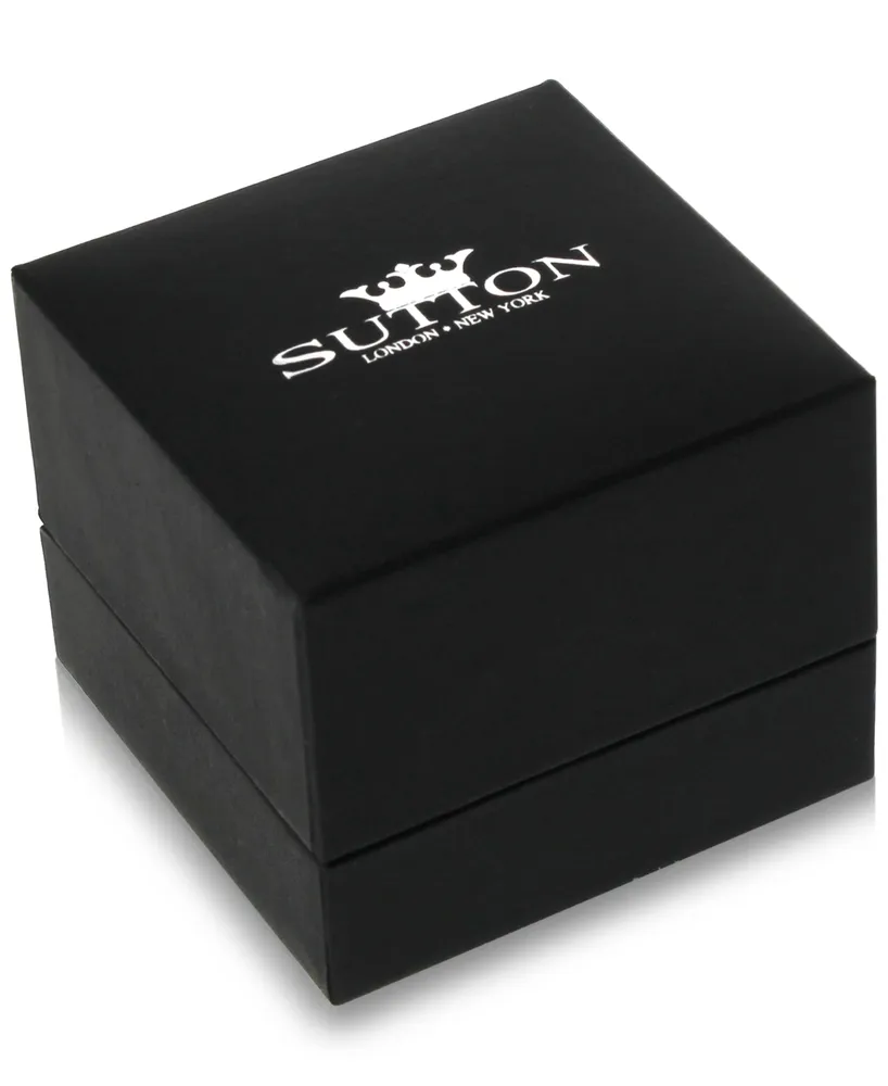 Sutton by Rhona Sutton Men's Black-Tone Stainless Steel & Cubic Zirconia Small Hoop Earrings s