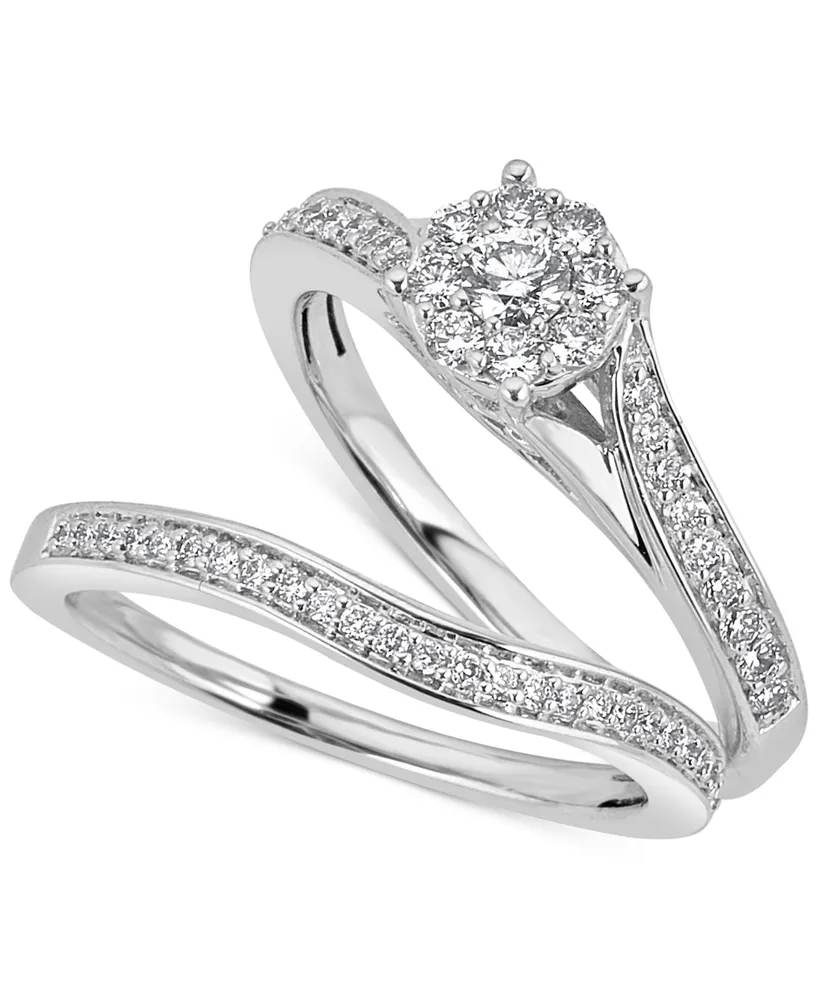 Diamond Halo & Pave Bridal Set (1/2 ct. t.w.) 14k White or Yellow Gold