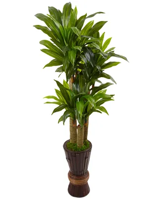 Nearly Natural 5' Cornstalk Dracaena Artificial Plant in Tall Planter