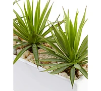 Nearly Natural Mini Agave Artificial Plants in Rectangular Ceramic Planter