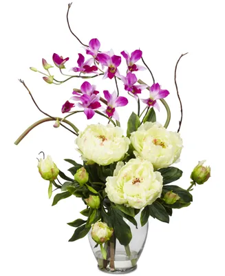 Nearly Natural Peony & Orchid Artificial Flower Arrangement