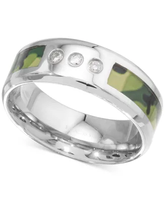 Men's Diamond Camouflage Band (1/10 ct. t.w.) in Stainless Steel