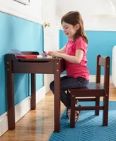 Wooden Lift-Top Desk & Chair