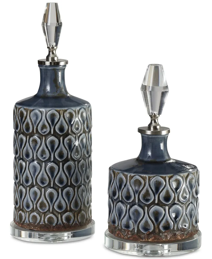 Uttermost Varuna Set of 2 Cobalt Blue Bottles