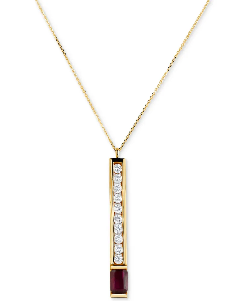 Ruby (3/4 ct. t.w.) & Diamond (3/8 ct. t.w.) Linear 16" Pendant Necklace in 14k Gold