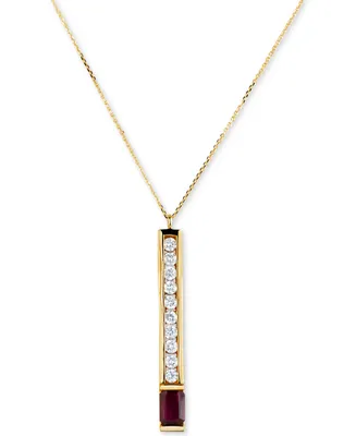 Ruby (3/4 ct. t.w.) & Diamond (3/8 ct. t.w.) Linear 16" Pendant Necklace in 14k Gold