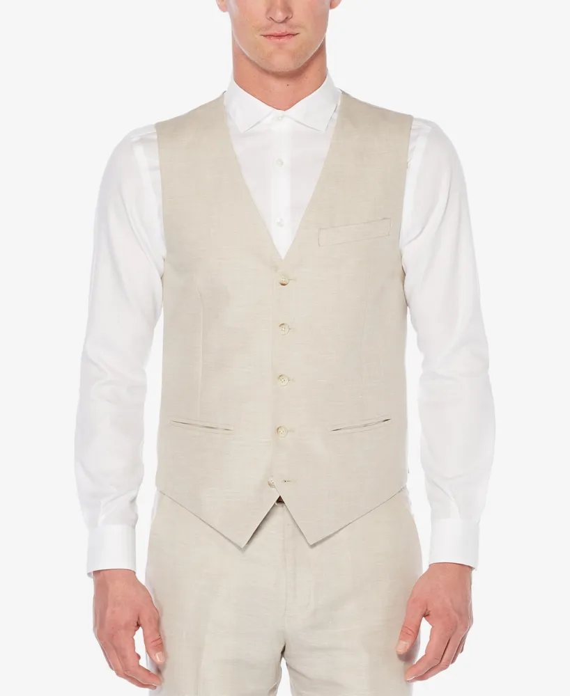 Perry Ellis Men's Linen Herringbone Vest