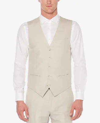 Perry Ellis Men's Linen Herringbone Vest