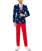 OppoSuits Big Boys Stars & Stripes Americana Suit Including Blazer, Pants and Clip-On-Tie