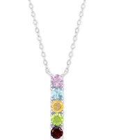 Multi-Gemstone Linear 18" Pendant Necklace (1-1/4 ct. t.w.) in Sterling Silver - Multi