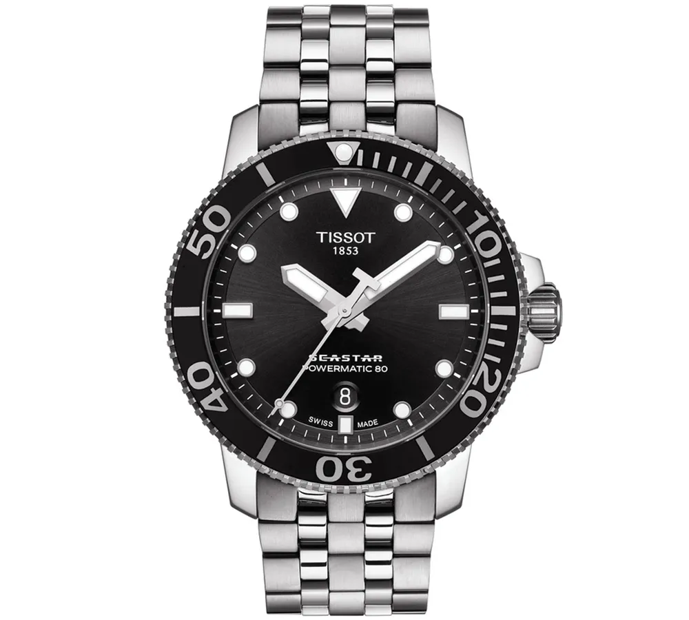 Tissot Men's Swiss Automatic T-Sport Seastar 1000 Gray Stainless Steel Bracelet Diver Watch 43mm