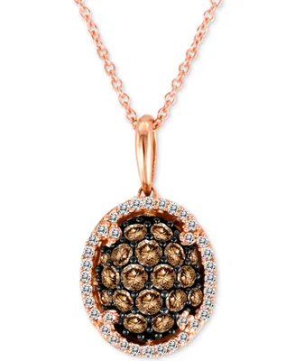 Le Vian Chocolatier Diamond Oval Cluster 18" Pendant Necklace (3/4 ct. t.w.) in 14k Rose Gold