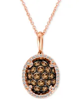 Le Vian Chocolatier Diamond Oval Cluster 18" Pendant Necklace (3/4 ct. t.w.) in 14k Rose Gold