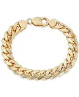 Men's Solid Cuban Link Bracelet in 14k Gold-Plated Sterling Silver