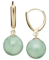 Dyed Jade Bead Drop Earrings in 14k Gold