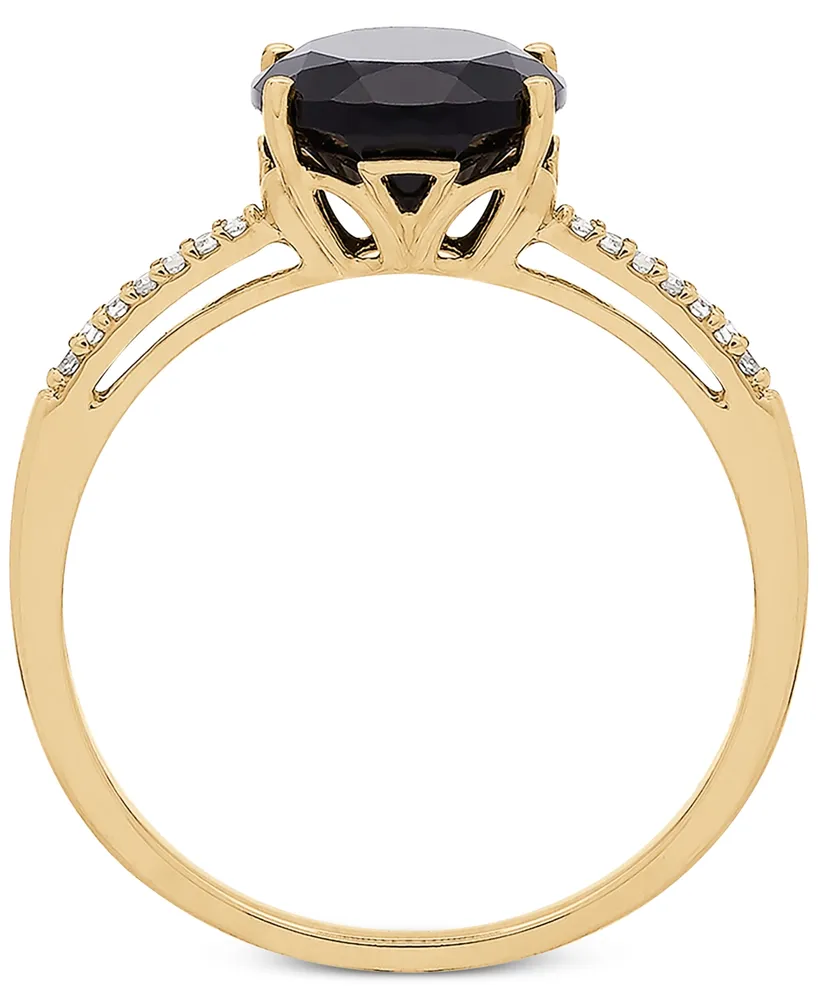 Onyx (10 x 8mm) & Diamond Accent Ring in 14k Gold