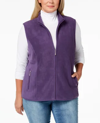 Karen Scott Plus Fleece Zip-Front Vest, Created for Macy's