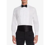 Michelsons of London Men's Slim-Fit Stretch Pleated Bib French Cuff Tuxedo Shirt