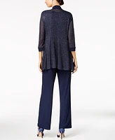 R & M Richards Metallic Pantsuit, Shell Necklace Set